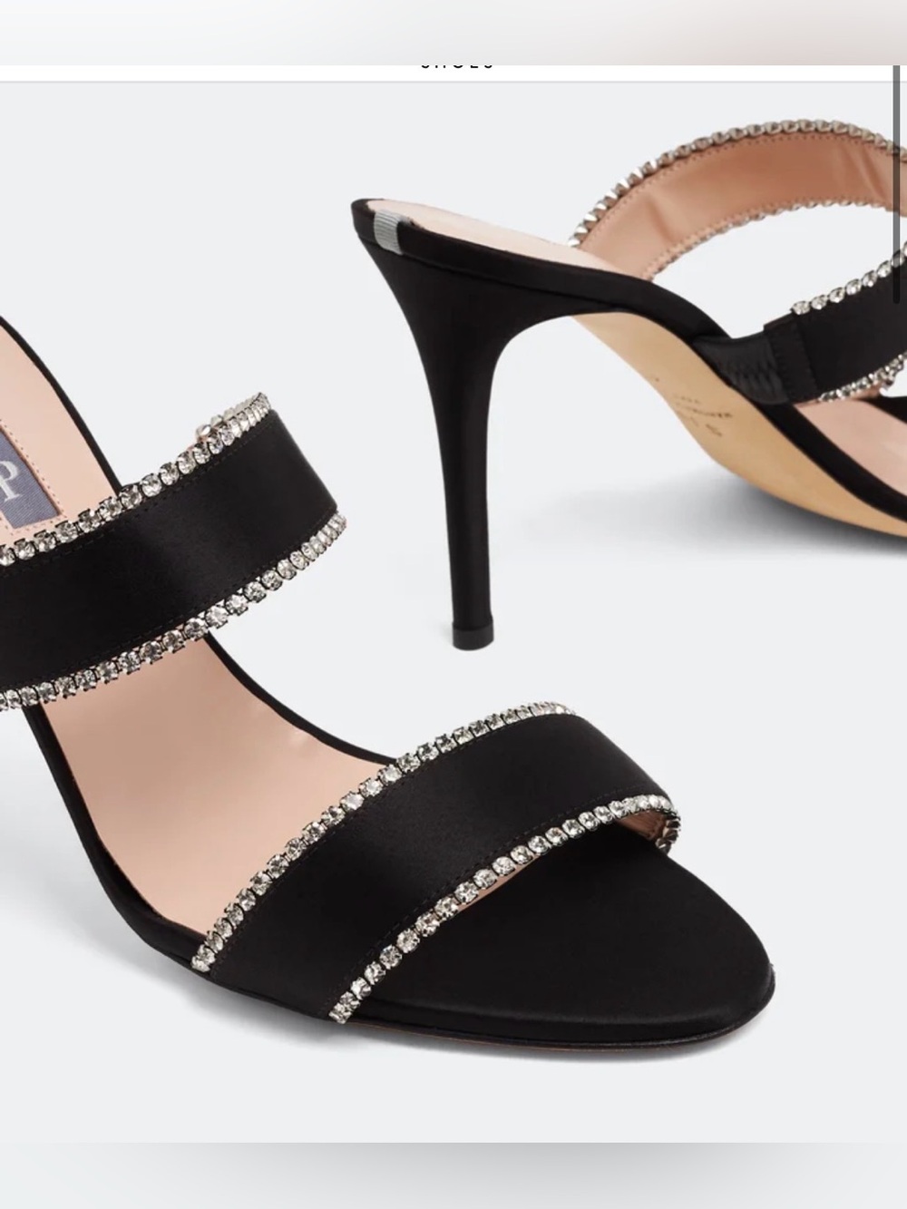 SJP Blossom Bis Black Satin Crystal Heels | Carrie Glam Party Shoes 35.5